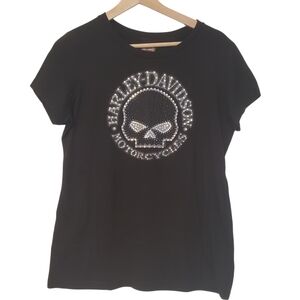 Harley Davidson T Shirt Rhinestone Skull 2012 Ontario Canada Size M